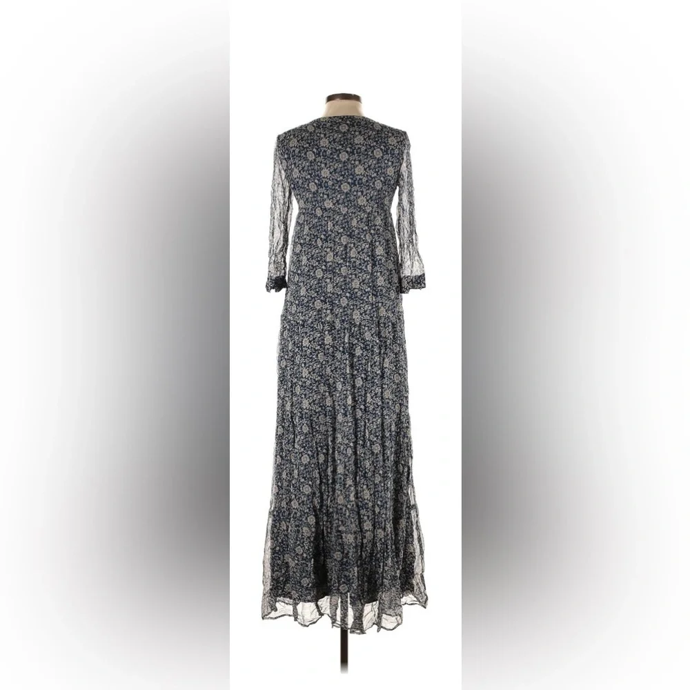 Sezane Aurelie Floral Marine Blue Maxi Dress size 34 US size 2 - Picture 5 of 8